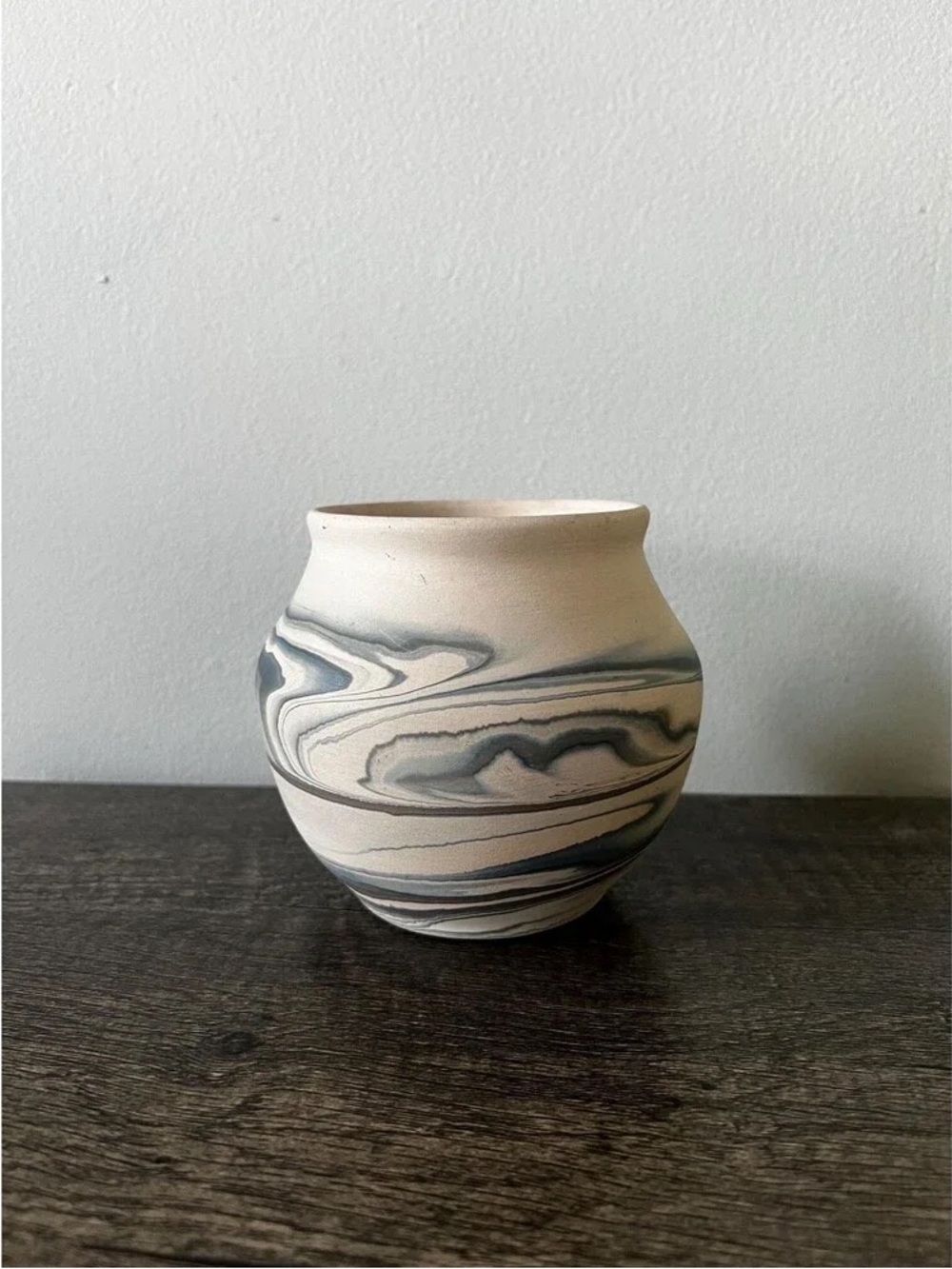 Handmade Marbled Ceramic Vase in Cream and Gray